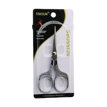 Taksun Es-002-y Bıyık Berber Makası 128x57mm Krom Gümüş Çiçek Baskı Desenli Saplı - 12'li Paket