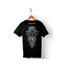 Creepy Fantasmagorık Skull Cat Baskılı Tişört Unisex T-shirt 001