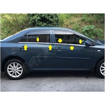 Toyota Uyumlu Corolla Krom Cam Çıtası 2007-2012 4 Parça Paslanmaz  Çelik