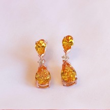 Sitrin Taşlı Damla Model Rose Gold Kaplama Gümüş Küpe Gümüş