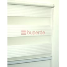 Buperde Beyaz Geniş Pilise Pliseli Zebra Stor Perde