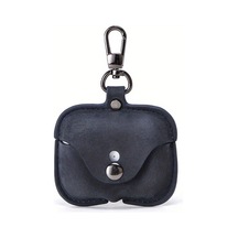 Techbloom Luxury Italian Crazy Horse Deri Kılıf Airpods Uyumlu Pro Ve 3 İçin Premium Sığır Derisi Koruyucu Kılıf Deep Blue 01