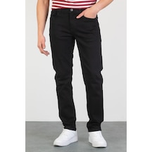 HLT Jeans Erkek Siyah Yıkamalı Regular Fit Boru Paça Likralı Jean Kot Pantolon Oscar