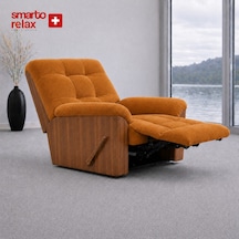 Smarto Relax Ticino Manuel Mekanizmalı Ayak Uzatmalı Ahşap Yan Panelli Polyester Tv Koltuğu Baba Koltuğu Turuncu