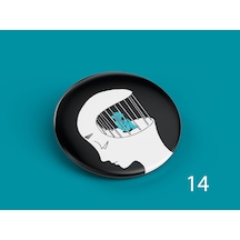 58 Mm Buton Rozet İğneli Çanta Kıyafet Rozeti Zihin Kafesi Çok Renkli