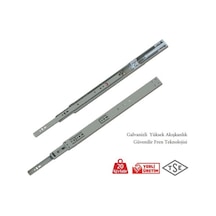 En 35 Mm Frenli Teleskopik Bilyalı Çekmece Rayı - 40 Cm 1 Takım Metalik
