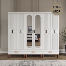 Zen 6 Kapak Ayaklı Tasarım Country Mdf Gardırop Beyaz