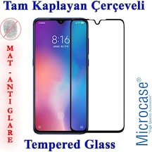 Microcase Xiaomi Mi 9 Tam Kaplayan Çerçeveli Cam - Mat Siyah