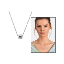 Silindir Tasarım Kenarları Zirkon Taşlı Silver Renk Çelik Kadın K (508689253)