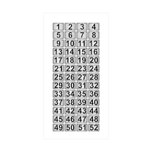 Metal Kapı,masa,dolap Numarası 7cmx10cm 52 Adet Dikdörtgen (1…52) Gümüş Renk Metal