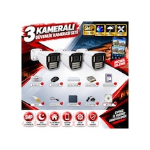 3 Kameralı Güvenlik Kamerası Seti 5mp Yapay Zeka Gece Renkli Görüş 21 Warm Led Ultra Hd 521w