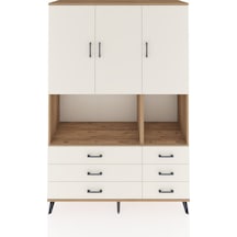 Hyperion Dolap 6 Raflı 6 Çekmeceli 3 Kapaklı 132x44x195 Çam-a... Çam