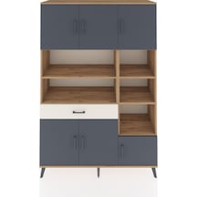 Hyperion Dolap 10 Raflı Tek Çekmeceli 6 Kapaklı 132x44x195 Çam-antrasit/aytaşı Antrasıt/aytası