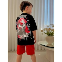 Cg Kids Örümcek Adam Tshirt&şort Sırt Baskı Detaylı Erkek Çocuk Alt Üst Takım Kırmızı