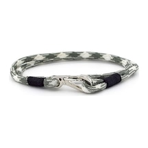 Yeşil Beyaz Paracord Metal Kanca Iki Sira Erkek Bileklik M011G Çok Renkli