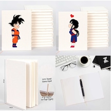 Goku Y Milk Sevgili Çift Kanvas Defter Krem