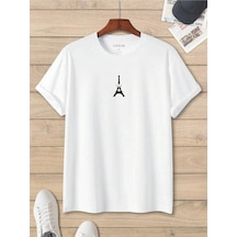 Tarzsokak Unisex Oversize Eyfel Kulesi Baskılı T-shirt Beyaz