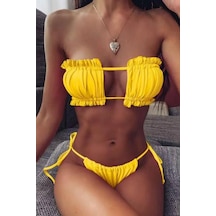 Fırfırlı Brazilian Bikini - Sarı Sarı