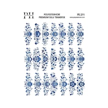 Polyesterhobi Premium Sulu Transfer 25x35 Cm Blue Blanc Çiçek Desenli Ps 211