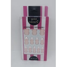 Gold Beauty Kendinden Yapışkanlı Tak ve Çık Takma Tırnak Açık Pembe
