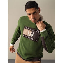 Xint Yeşil Regular Fit Bisiklet Yaka Polar Sweatshirt 300279