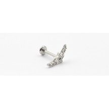 Gümüş Ay Yıldız Tragus & Helix Piercing Şık Tasarım, Anti Alerjik, Kararma Yapmaz Çok Renkli