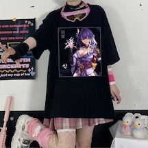 Noıssey Kırmızı Etiket Gala Genshin Etki Aksiyon Oyunu Baskılı T-shirt Mod435 09355 Siyah