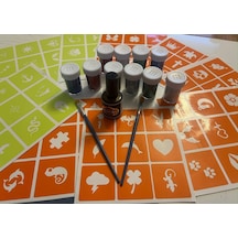 Simli Dövme Glitter Tattoo Kit 10 Tüp Sim 100 Şablon Hediyeli