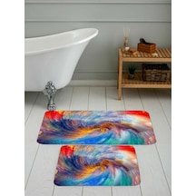 Rovigo Home Baskılı Kaymaz Taban 2 Li Banyo Paspas Takım Rvg5076-100X60-60X50 Çok Renkli