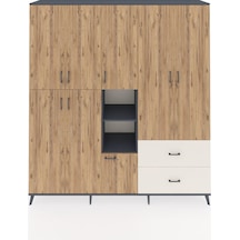 Hyperion Dolap 12 Raflı 2 Çekmeceli Tek Askılı 220x44x243 Antrasit-çam/aytaşı Çok Renkli