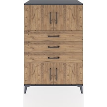Hyperion Dolap Tek Raflı 3 Çekmeceli 4 Kapaklı 88x44x134 Antrasit-çam Antrasit