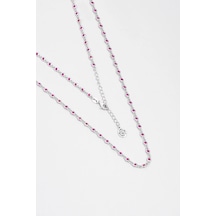 Seraphina 18 Ayar Beyaz Altın Kaplama 65 Cm Gümüş Kolye Beyaz