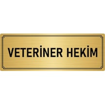 Metal Yönlendirme Levhası, Departman Kapı İsimliği Veteriner Hekim 10x20 cm Altın Renk