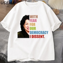 Flood Of Style Demokrasimiz İçin Korkuyla Muhalefet T-shirt Adam Rahat Pamuk Kısa Kollu Grafik Tees Unisex T Beyaz