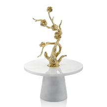 Ravi Gold Ağaç Modern Katlı Beyaz Dekoratif Sunumluk 31 Cm