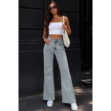 Cedy Denim Cedy Denım Kadın Likralı İspanyol Paça Kar Yıkama Normal Bel Denim Jean Pantolon E7029