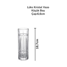 Kristal Cam Dekoratif Vazo 18,7 Cm Şeffaf Silindir Çiçek Vazosu Çap 6,5 Cm Diğer