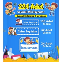 Sevimli Müzisyen Temalı Okul Kreş Kişiye Özel İsim Etiket Seti - Model 503 Çok Renkli