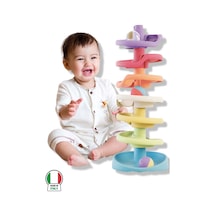 Eğitici Spiral Top Kulesi Quercetti Sarma Kule 10 Parça Renkli Güvenli Bebek Oyuncağı