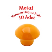 10 Adet Metal Yuvarlak Düğme Kulp - Çocuk Odası, Mutfak Ve Dolap İçin Modern Çekmece Kulbu Turuncu Turuncu
