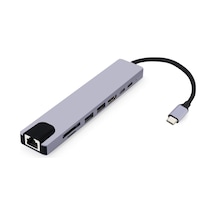 Macbook Pro Air Usb Type-c Hub Dönüştürücü Çevirici Çoklayıcı 8 İn 1 Type-c Çıkışlı Çoklu Çevirici Adaptör Ethernet Hdmı Usb Çoklayıcı Sd Tf Kart Okuyucu Usb Hub