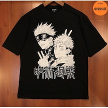 Kalic Studio Jujutsu Kaisen Satoru Gojo Yuji Itadori Baskılı Oversize Siyah Siyahorj210