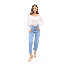 Koza Butik Kadın Şifon Crop Bluz 1734-24 001