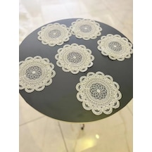 6 Lı Dantel Kahve Sunumluğu 15x15 Cm Asorti Desenli Çeyizlik Sunumluk Renkli