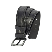 4 Cm. Spor Suni Deri Çift Dikişli Model Kemer Siyah Siyah