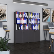 Kenzlife Klasör Dolabı Kilitli Ilgar Gri 175 160 30 Klasörlük Kitaplık Ofis Arkalıksız Çok Renkli