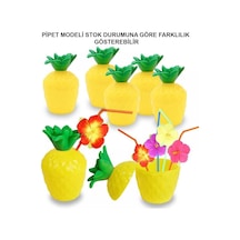 Mey İthalat Ananas Hawaii Luau Aloha Pipetli İçecek Kabı Bardak 10x13 Cm 1 Adet
