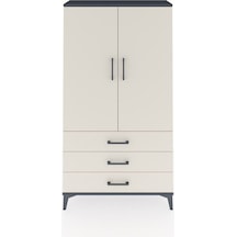 Arges Dolap Tek Raflı 3 Çekmeceli Tek Askılı 88x30x163 Antrasit-aytaşı Antrasit