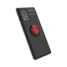 Newface Samsung Galaxy A91 / S10 Lite Kılıf Range Yüzüklü Silikon - Siyah-kırmızı