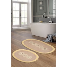 Eyfel Saçakli Banyo Takımı 2 Pcs Açik Kahve Cappuccino